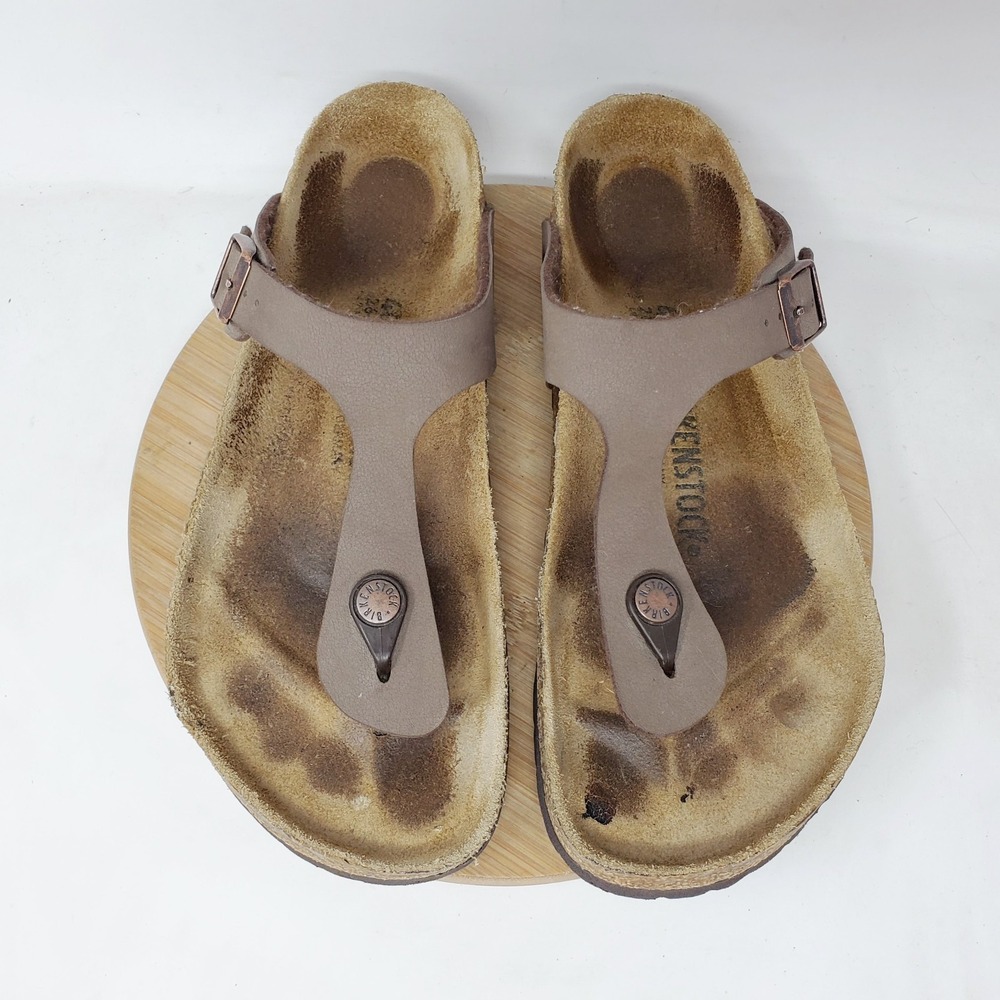 Birkenstock Gizeh Sandals 40 Womens 9 Mocha Thong Buckle Strap Shoes